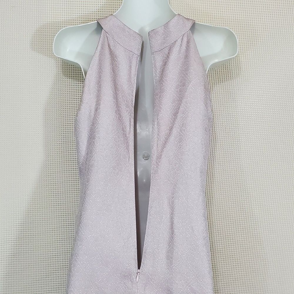 ABS Allen Schwartz Dress 6 Pink Silver Metallic Beaded Rhinestone Cocktail Vtg - Picture 13 of 16